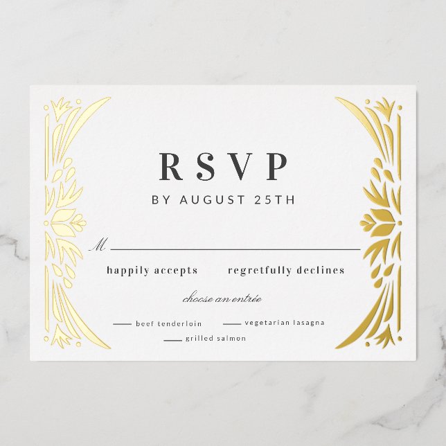 Invitation En Aluminium Gold Leaf Gilded Age Foil Mariage RSVP (Recto)