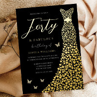 Gold Love Coeur robe Noir 40e fête d'anniversaire