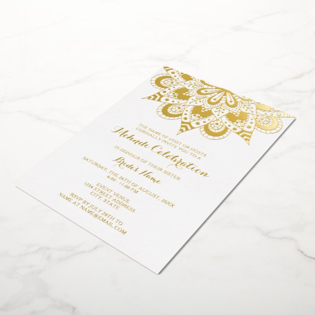 Invitation En Aluminium Gold Mandala Mehndi (Rotation)