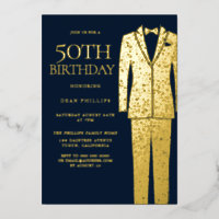 Gold & Navy Suit & Cravate 50e fête d'anniversaire