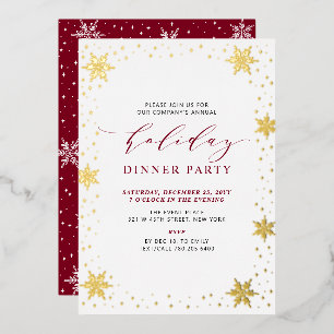 Invitation En Aluminium Gold & Red Modern Noël Soirée de Noël