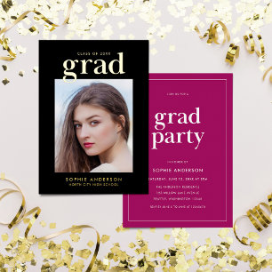 Invitation En Aluminium Gold Serif Custom Color Graduation Party