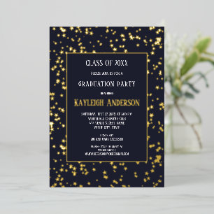 Invitation En Aluminium Gold Stars Graduation Party