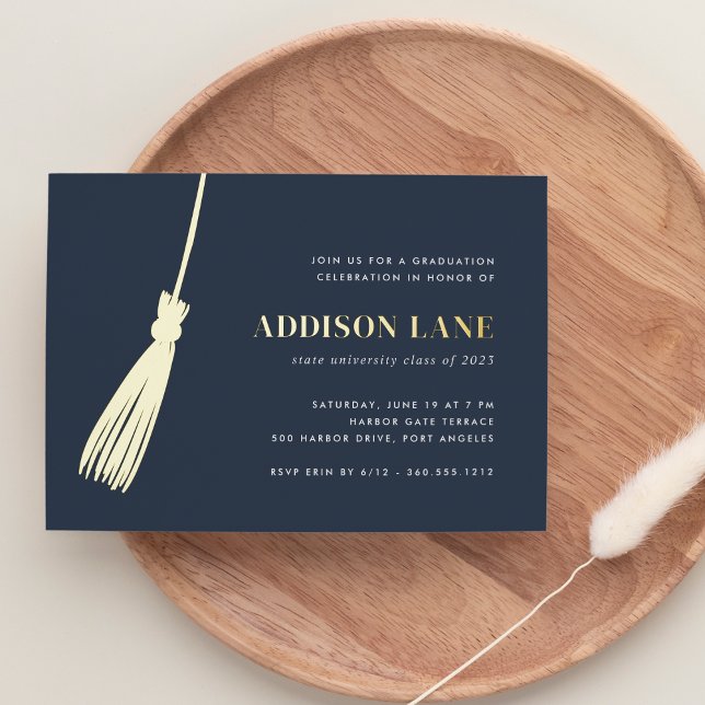 Invitation En Aluminium Gold Tassel Graduation Party (Créateur téléchargé)