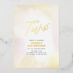 Invitation En Aluminium Gold & Yellow Heart Deux fête d'anniversaire