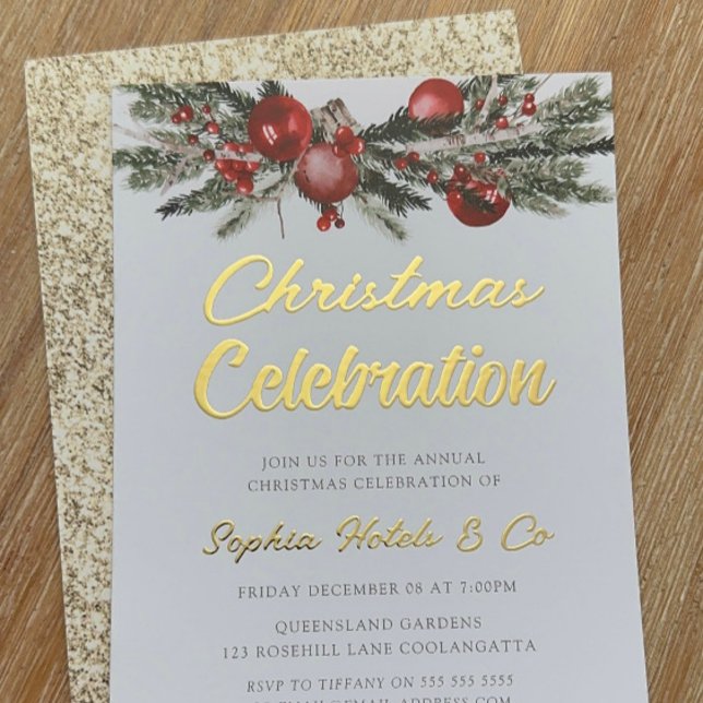 Invitation En Aluminium Golden annuel Noël fête l'or (Créateur téléchargé)