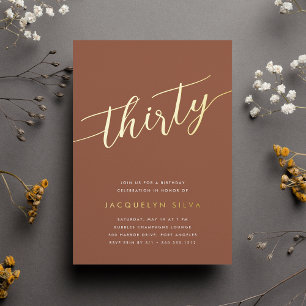 Invitation En Aluminium Golden Script 30e fête d'anniversaire