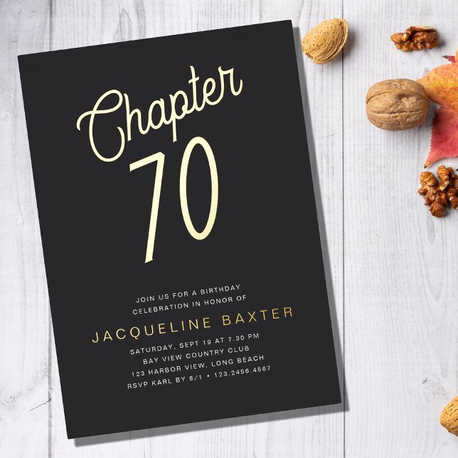 Invitation En Aluminium Golden Script Chapitre 70 70e fête d'anniversaire (Créateur téléchargé)