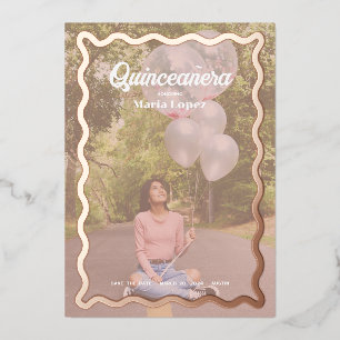 Invitation En Aluminium Goovy Daisy Quinceañera Enregistrer la date