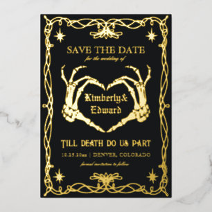 Invitation En Aluminium Gothique Crâne Hallomariage Rétro Enregistrer la d