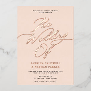 Invitation En Aluminium Gracity Modern Script Mariage Blush Rose Gold