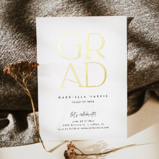 Invitation En Aluminium Grad 2023 | Gold + White Graduation