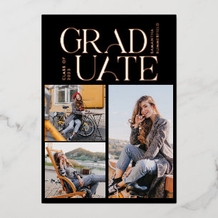 Invitation En Aluminium Grad 2024 Photo Collage Graduation Party Rose Gold