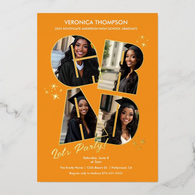 Invitation En Aluminium GRAD Photo Collage Graduation Party (Recto)