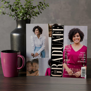 Invitation En Aluminium Graduate Fun Magazine tendance Couverture Grad Par