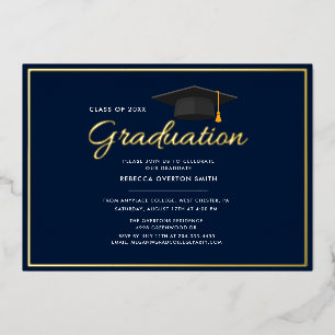 Invitation En Aluminium Graduation 2024 Marine Blue Grad Party Gold