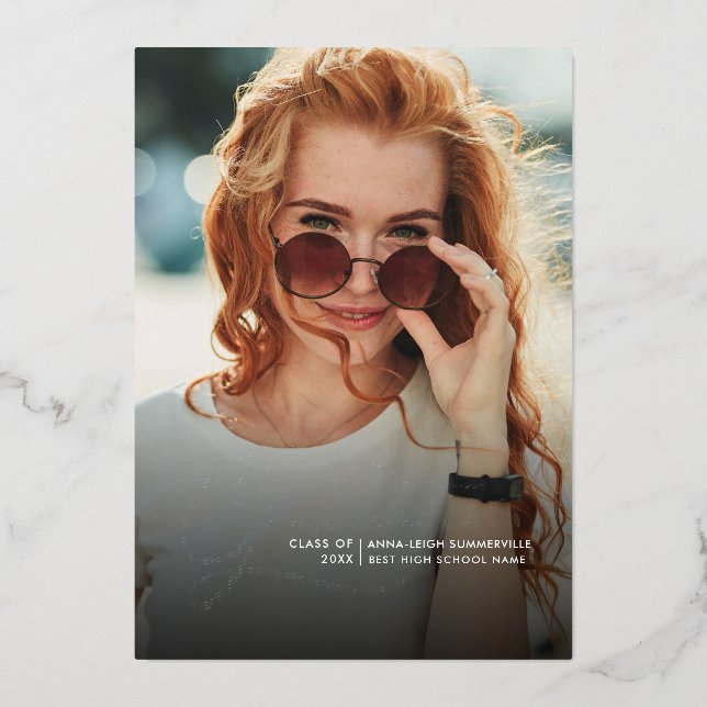Invitation En Aluminium Graduation 2024 Photo Collage Grad Party Argent (Recto)