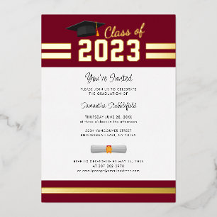 Invitation En Aluminium Graduation 2025 Burgundy Grad Party Gold