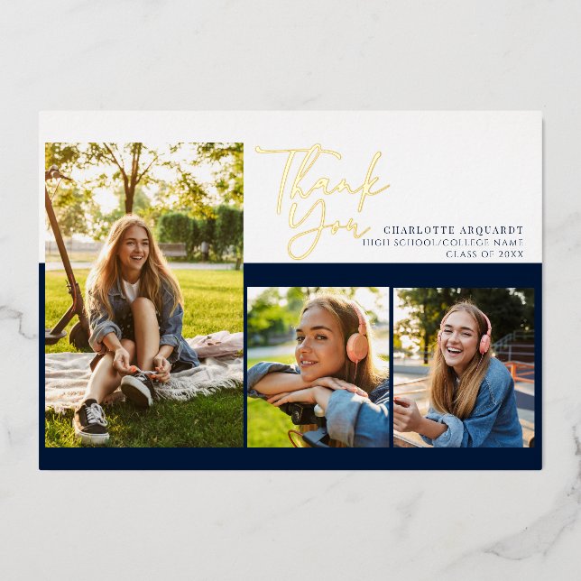 Invitation En Aluminium Graduation 2025 Script Graduate Merci Gold (Recto)