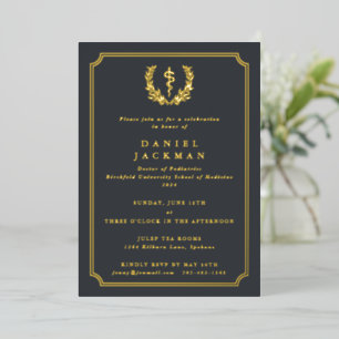 Invitation En Aluminium Graduation à l'école Médicale Grey Asclepius