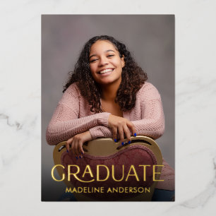 Invitation En Aluminium Graduation minimale moderne 2 Photo Gold