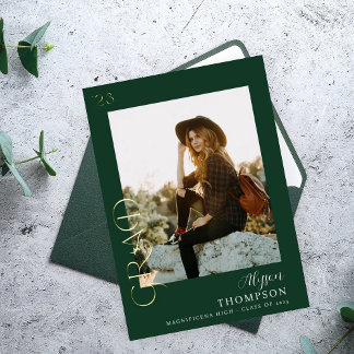 Invitation En Aluminium Graduation photo GRAD moderne - Green Foil