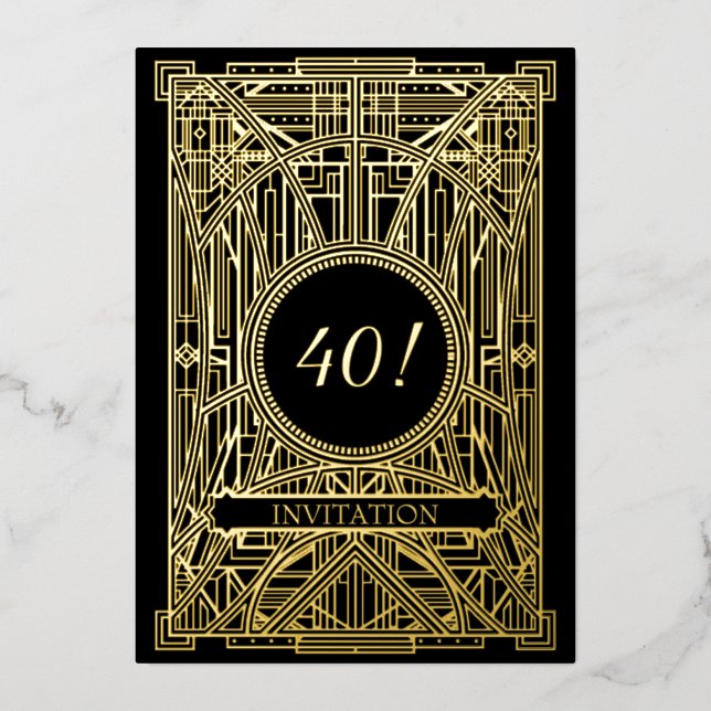 Invitation En Aluminium Grand Gatsby Art Déco des années 20 (Recto)