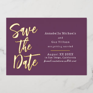 Invitation En Aluminium Grandes polices modernes sur Plum Purple Enregistr
