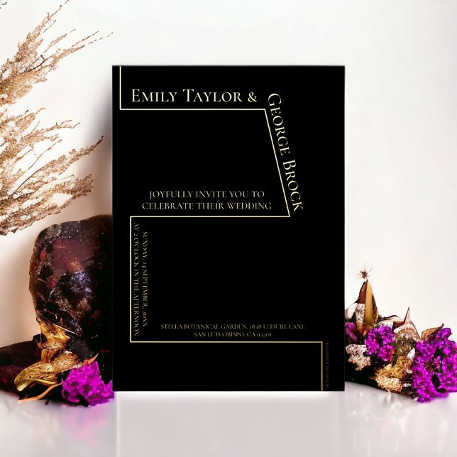 Invitation En Aluminium Graphique amusant simple Mariage moderne Noir et O (Créateur téléchargé)