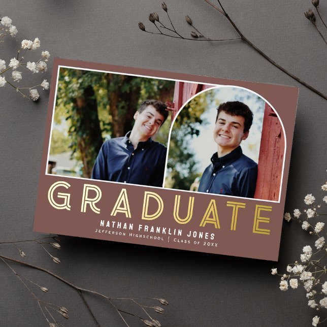 Invitation En Aluminium Gras Dusty Rose Graduation Arch Photo (Créateur téléchargé)