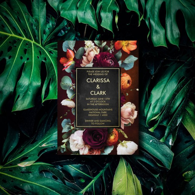 Invitation En Aluminium Gras Eucalyptus Fleur sauvage Orange Mariage (Créateur téléchargé)