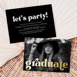 Invitation En Aluminium Gras Gold Typography Graduation Party