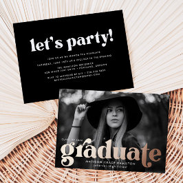 Invitation En Aluminium Gras Rose Gold Typography Graduation Party