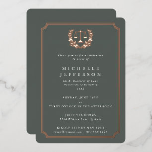 Invitation En Aluminium Grey-Green Law School Graduation Party
