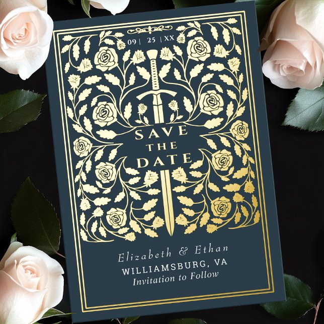 Invitation En Aluminium Gris Royal Médiéval Mariage d'épée Enregistrer la  (Créateur téléchargé)