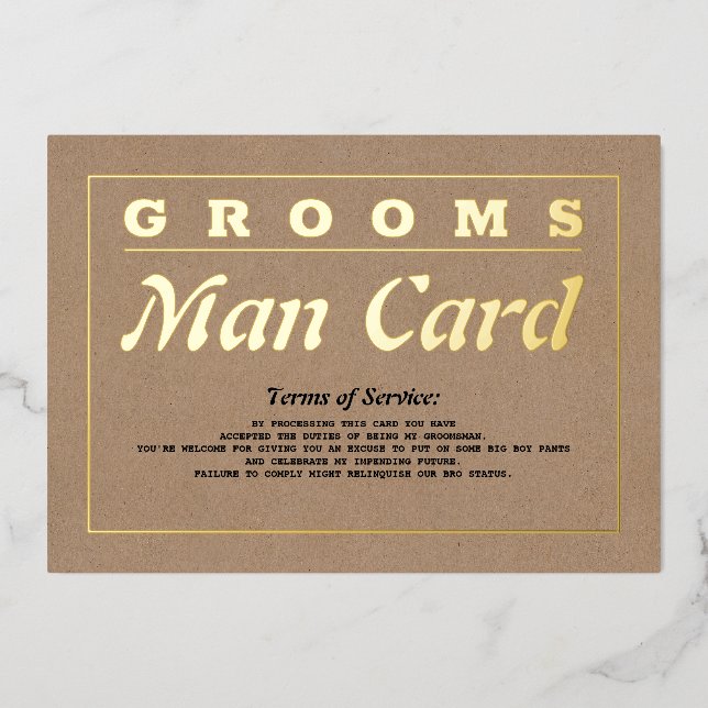 Invitation En Aluminium Grooms Man Card Conditions d'utilisation Propositi (Recto)