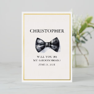 Invitation En Aluminium Groomsman Cravate noir et blanc classique