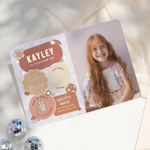 Invitation En Aluminium Groovy Daisy Boho Faisons la Fête Photo Fille Anni
