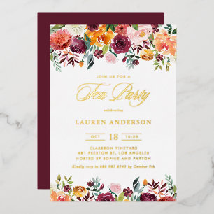 Invitation En Aluminium Guirlande de fleurs automnales à l'aquarelle pour