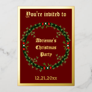 Invitation En Aluminium Guirlande de Noël gothique personnalisée