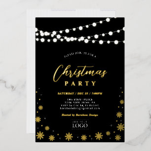 Invitation En Aluminium Guirlandes Lumineuses & Neige Logo de l'entrepri