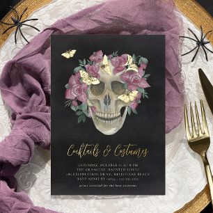 Invitation En Aluminium Halloween Costumes & Cocktails Floral Crâne