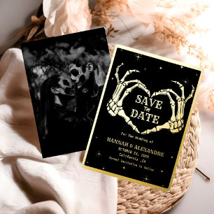 Invitation En Aluminium Halloween Dark Moody Mariage gothique Enregistrer 
