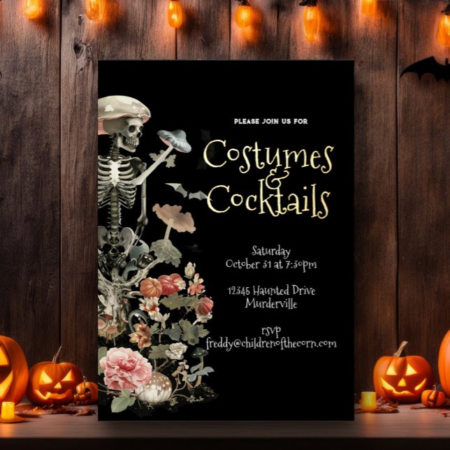 Invitation En Aluminium Halloween Éffrayant Garden Costume & Cocktails Noi (Créateur téléchargé)