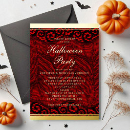 Invitation En Aluminium Halloween élégante en dentelle de script or