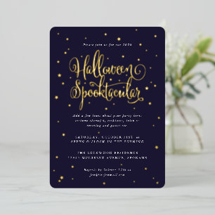 Invitation En Aluminium Halloween Spooktacular élégant Navy/Or + Étoiles