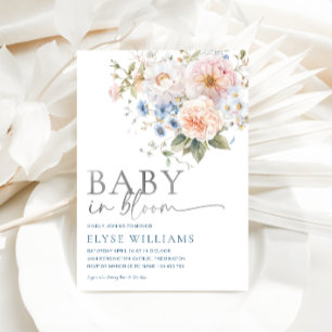 Invitation En Aluminium Hargrove Bleu Floral Bébé dans le Baby shower en f