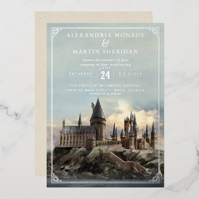 Invitation En Aluminium Harry Potter | Hogwarts Castle Mariage (Recto/Verso)