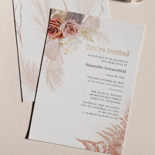 Invitation En Aluminium Herbe des Pampas Terracotta Diplômé 2026