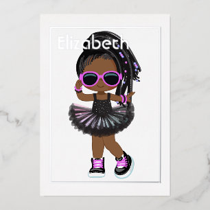 Invitation En Aluminium Hip Hop Tutu Anniversaire Afro-Américain